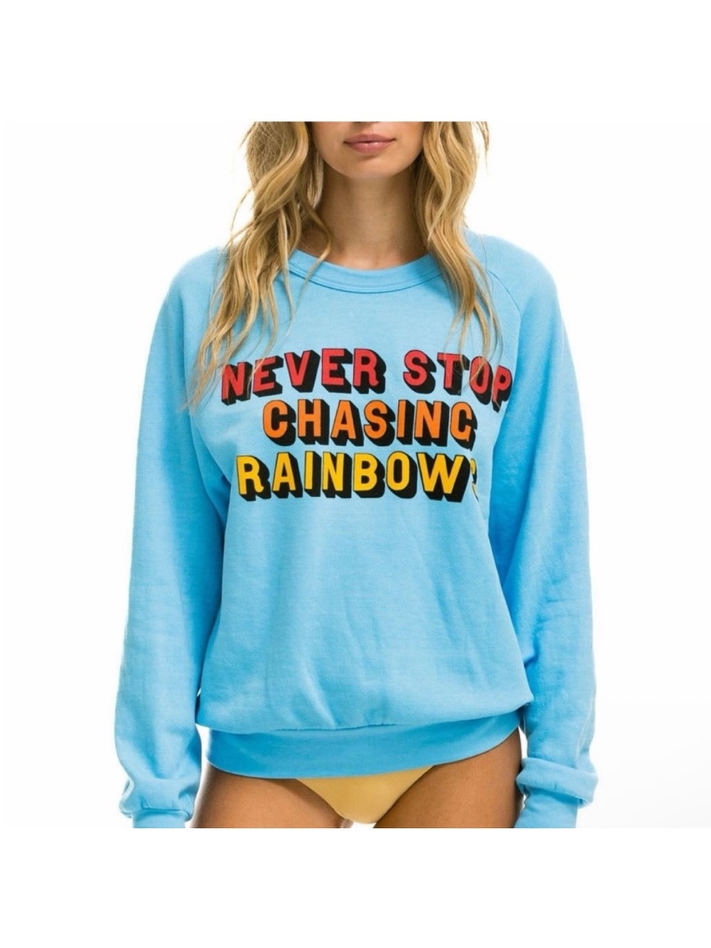 Aviator Nation Chasing Rainbows Crew Neck Sweatshirt Small